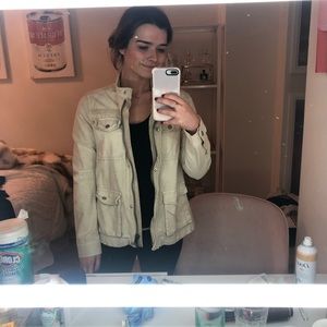 Free people tan denim/bomber jacket NWT